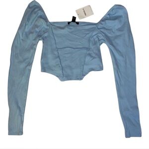forever 21 blue long sleeve crop top